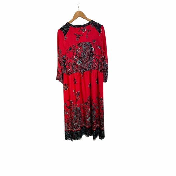 Free People  If Only you Knew Red Bohemian Maxi Dress L - Picture 5 of 8